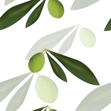 Seamless pattern with olive trees vector - green floral pattern Illustrazione stock