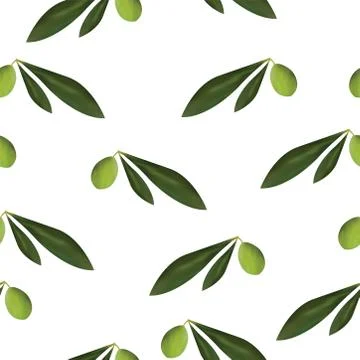 Seamless pattern with olive trees vector - green floral pattern Stock Illustration