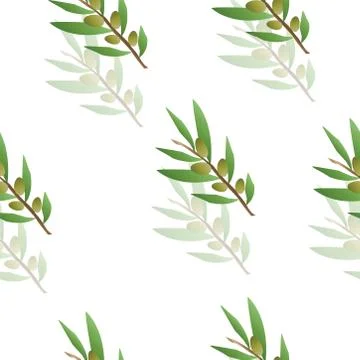 Seamless pattern with olive trees vector - green floral pattern Illustrazione stock