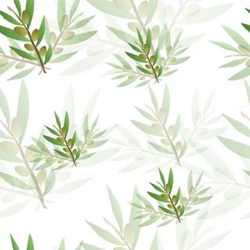 Seamless pattern with olive trees vector on white background イラスト素材