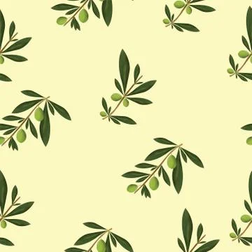 Seamless pattern with olive trees vector on yellow background Stock Illustration