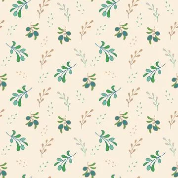 Seamless pattern olives and leaves Stock Illustration
