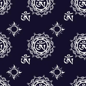 Seamless pattern  with Om ornament Stock Illustration