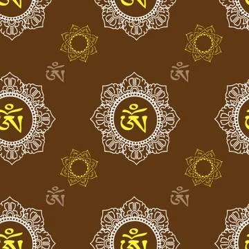 Seamless pattern  with Om ornament Stock Illustration