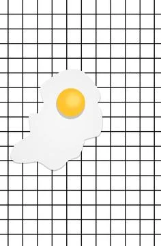 Seamless pattern with omelette and eggs on a checkered background. Seamles... Stock Photos