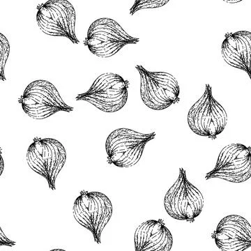 Seamless pattern onion red sketch hand drawn illustration Stock Illustration