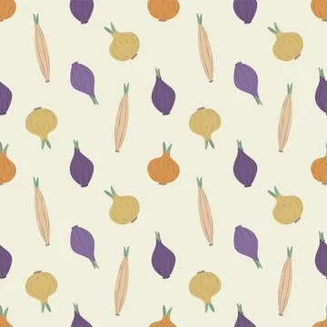 Seamless pattern with onions. Healthy background. Stock Illustration