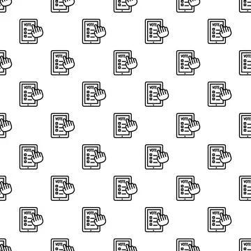 Seamless pattern of online voting on tablet screen 스톡 일러스트