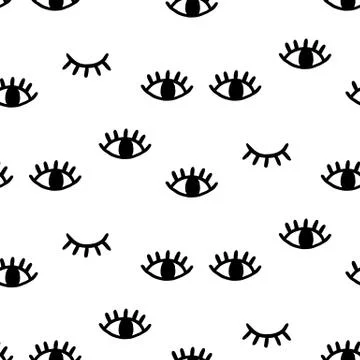 Seamless pattern with open and winking eyes Stock Illustration