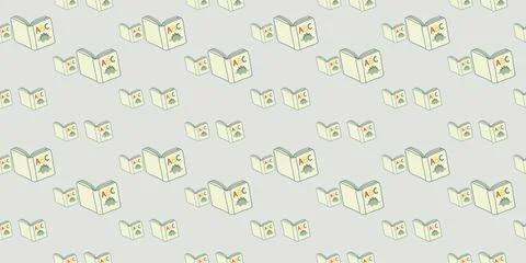 Seamless pattern with open books apple icons muted colors simple shapes Stock Illustration