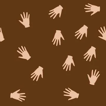Seamless pattern Open human hand showing five fingers gesture Stock Illustration
