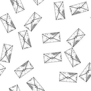 Seamless pattern open mail paper sketch hand drawn Stock Illustration