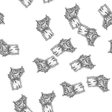 Seamless pattern Open ornate jewelry casket illustration drawing Stock Illustration