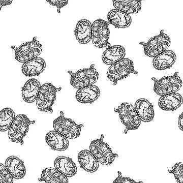 Seamless pattern Open ornate jewelry casket hand drawn line art Stock Illustration