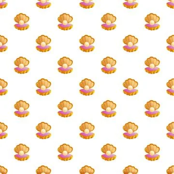 Seamless pattern with open pearl shell illustrations Stockillustratie