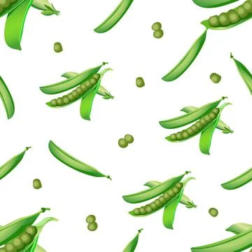 Seamless pattern from open pod of green peas with peas. Vector illustration Stock Illustration