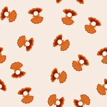 Seamless pattern open shell pearl cartoon vector Stockillustratie