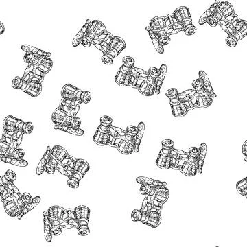Seamless pattern Opera glasses sketch line art illustration for performance.. Stock Illustration
