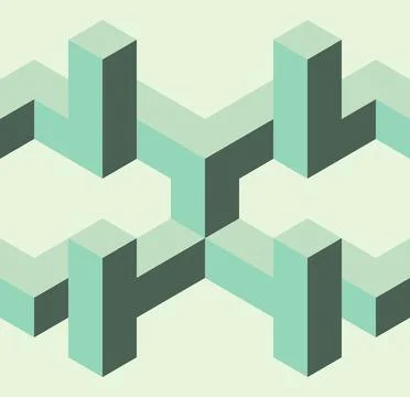 Seamless pattern optical illusion symmetrical volumetric cubes Stock Illustration