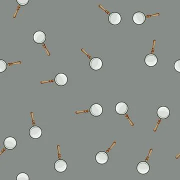 Seamless pattern optical magnifying glass cartoon vector sign color Stock Illustration