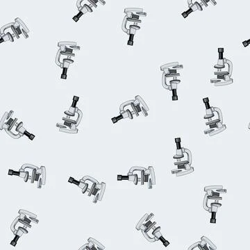 Seamless pattern optics microscope cartoon vector Stock Illustration
