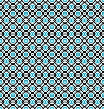 Seamless pattern or background in turquoise blue, black and white Stock Illustration