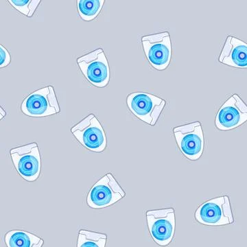 Seamless pattern oral dental floss cartoon vector color 스톡 일러스트
