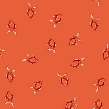 Seamless pattern oranda goldfish cartoon vector Illustration