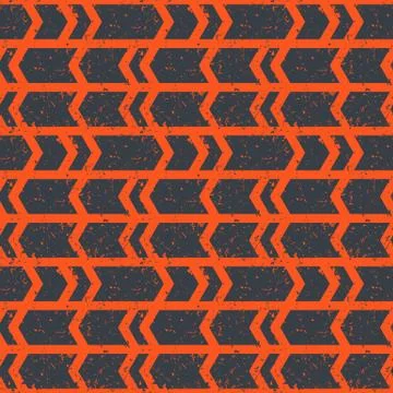 Seamless pattern, orange abstract arrows on gray Stock Illustration