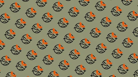 Seamless Pattern of Orange and Black Abstract Circular Designs. Stock Footage 325386771