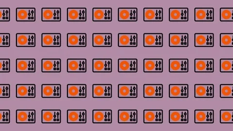 Seamless Pattern of Orange and Black Icons on Purple Background. Stock Footage 325390986