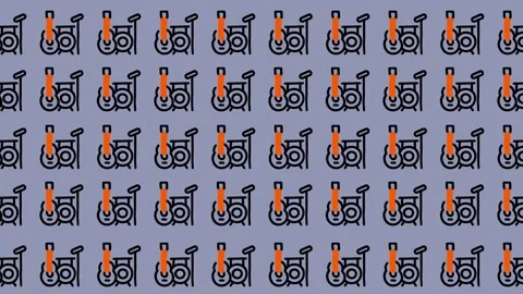 Seamless Pattern of Orange and Black Scooters on a Light Blue Background. Stock Footage 325391023