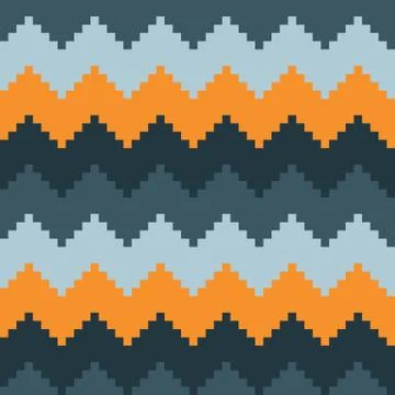 Seamless pattern with orange and blue chevron Stock Illustration