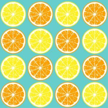 Seamless pattern of orange and lemon slices Stock Illustration