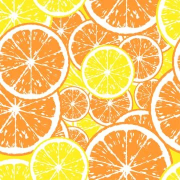 Seamless pattern of orange and lemon slices Stock Illustration