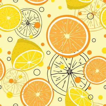 Seamless pattern with orange and lemon fruits Stock Illustration