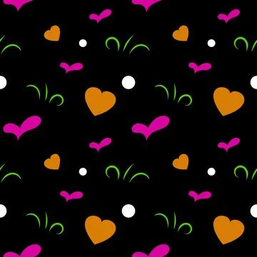 Seamless pattern with orange and pink hearts Stock Illustration