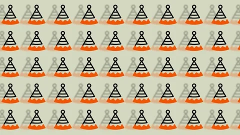 Seamless Pattern of Orange and White Party Hats on a Light Background. Stock Footage 325391059