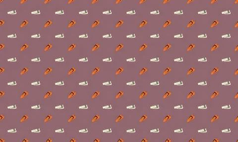 Seamless pattern of orange and white kitchen utensils on purple background Stock Illustration