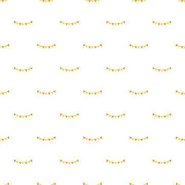 Seamless pattern with orange and yellow party bunting flags Stock Illustration