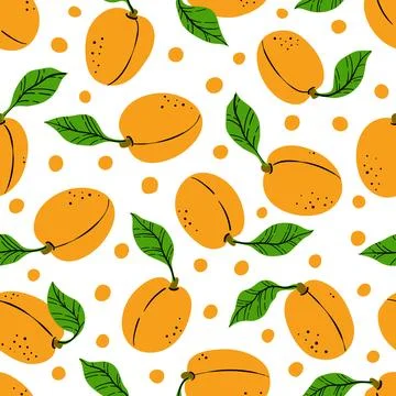Seamless pattern with orange apricot. Stockillustratie