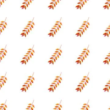 Seamless pattern of orange autumn leaves, hand drawn watercolor elements Stock Illustration