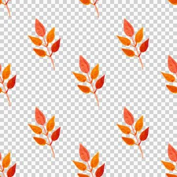 Seamless pattern of orange autumn leaves, hand drawn watercolor elements Stock Illustration