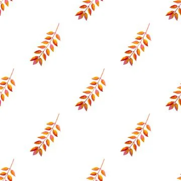 Seamless pattern of orange autumn leaves, hand drawn watercolor elements Stock Illustration
