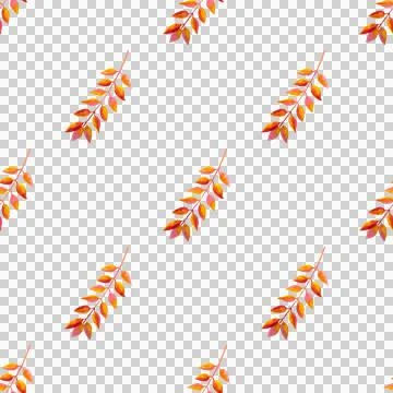 Seamless pattern of orange autumn leaves, hand drawn watercolor elements Stock Illustration