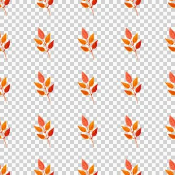 Seamless pattern of orange autumn leaves, hand drawn watercolor elements Illustrazione stock