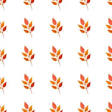 Seamless pattern of orange autumn leaves, hand drawn watercolor elements Stock Illustration