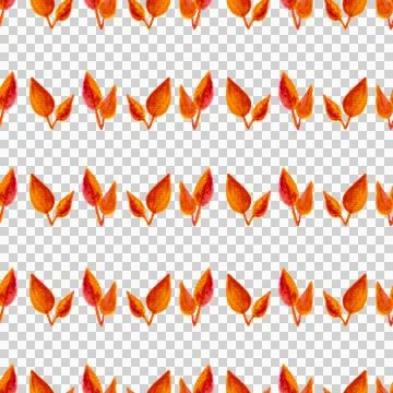 Seamless pattern of orange autumn leaves, hand drawn watercolor elements Stock Illustration