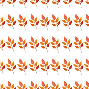 Seamless pattern of orange autumn leaves, hand drawn watercolor elements Illustrazione stock