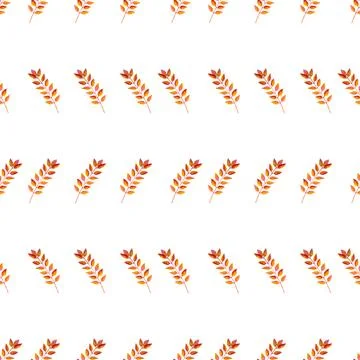 Seamless pattern of orange autumn leaves, hand drawn watercolor elements Stock Illustration